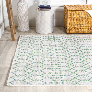 Ourika Moroccan Geometric Textured Weave Indoor/outdoor Rug